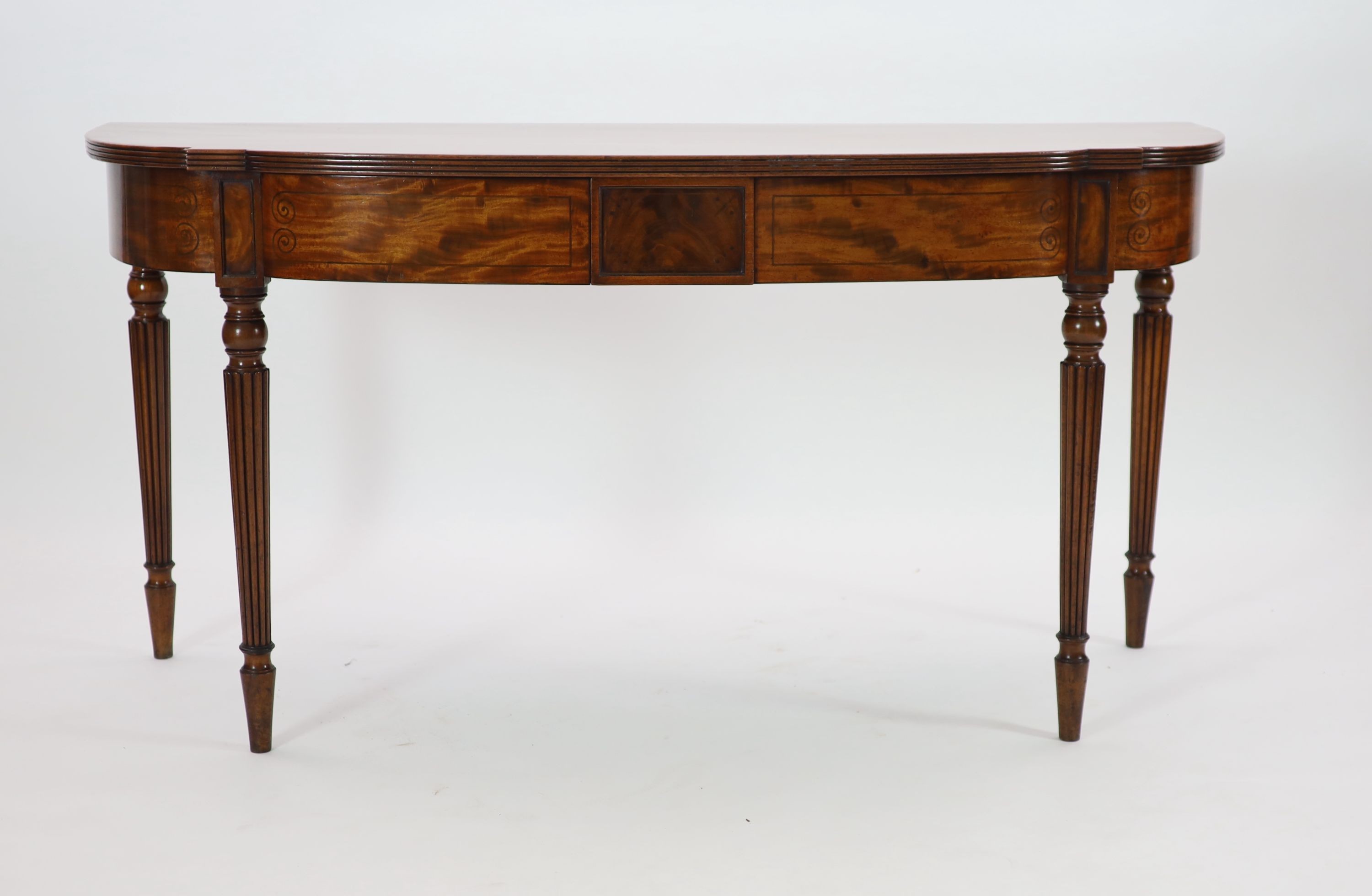 A Regency inlaid mahogany serving table, W.185cm D.75cm H.92cm